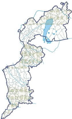 Landkarte und Gemeindekarte Burgenland Gemeindegrenzen Flssen und Seen
