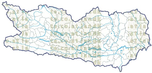 Landkarte und Gemeindekarte Kaernten Bezirksgrenzen und Gemeindegrenzen Flssen und Seen
