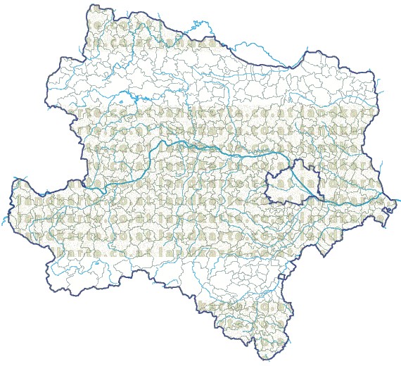 Landkarte und Gemeindekarte Niederoesterreich Bezirksgrenzen und Gemeindegrenzen Flssen und Seen