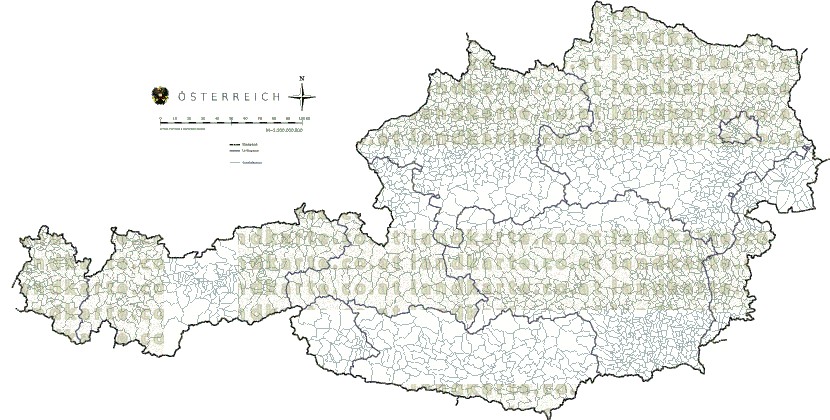 Landkarte und Gemeindekarte Oesterreich Gemeindegrenzen