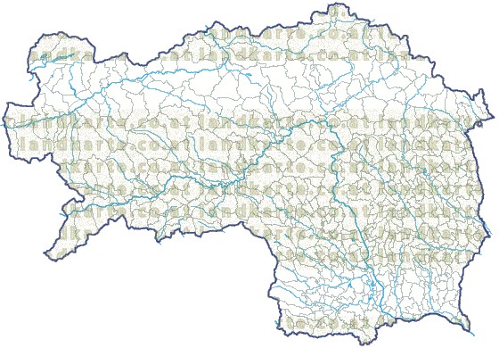 Landkarte und Gemeindekarte Steiermark Regionen und Gemeindegrenzen Flssen und Seen