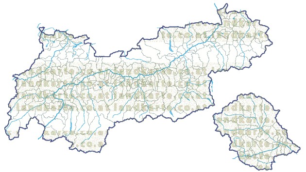 Landkarte und Gemeindekarte Tirol Regionen und Gemeindegrenzen Flssen und Seen