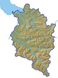 Landkarte Vorarlberg Regionen Hhenrelief Flssen und Seen