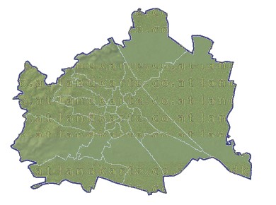 Landkarte Wien Bezirksgrenzen Hhenrelief
