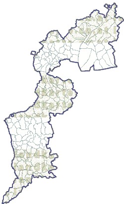 Landkarte und Gemeindekarte Burgenland Bezirksgrenzen und Gemeindegrenzen