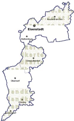 Landkarte und Gemeindekarte Burgenland Regionen vielen Orten