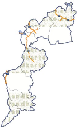 Landkarte und Straßenkarte Burgenland Bezirksgrenzen