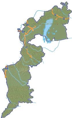Landkarte und Straßenkarte Burgenland Hhenrelief Flssen und Seen