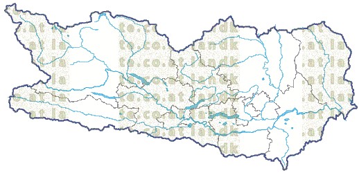 Landkarte Kaernten Bezirksgrenzen Fl�ssen und Seen