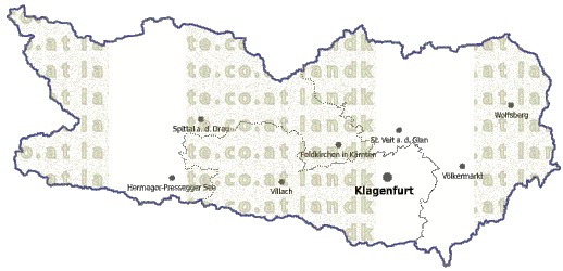 Landkarte und Gemeindekarte Kaernten Regionen vielen Orten