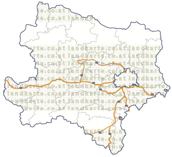 Landkarte und Straßenkarte Niederoesterreich Bezirksgrenzen