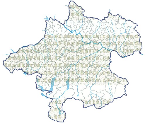 Landkarte und Gemeindekarte Oberoesterreich Gemeindegrenzen Flüssen und Seen