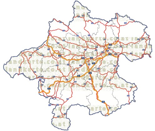 Landkarte und Straßenkarte Oberoesterreich Bezirksgrenzen