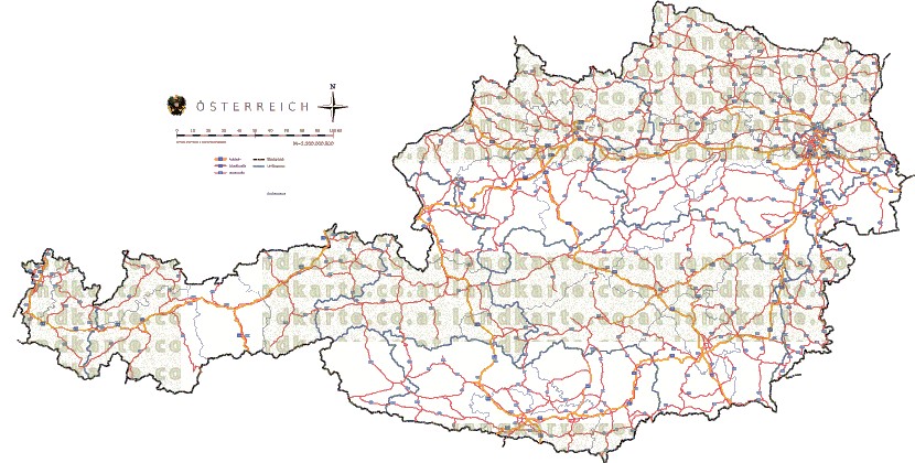 Landkarte und Straßenkarte Oesterreich Regionen