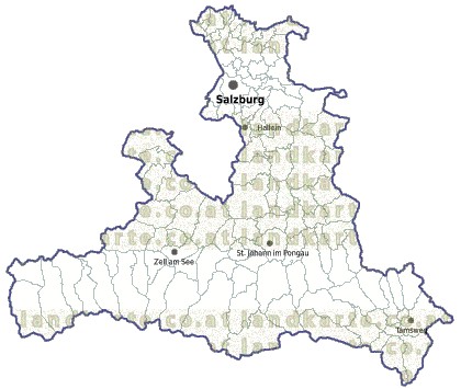 Landkarte und Gemeindekarte Salzburg Gemeindegrenzen vielen Orten