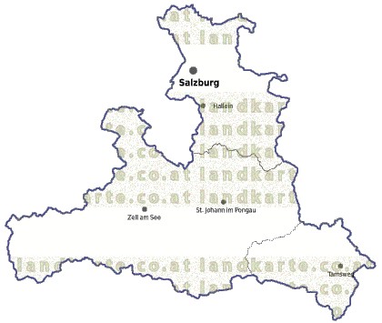 Landkarte und Gemeindekarte Salzburg Regionen vielen Orten