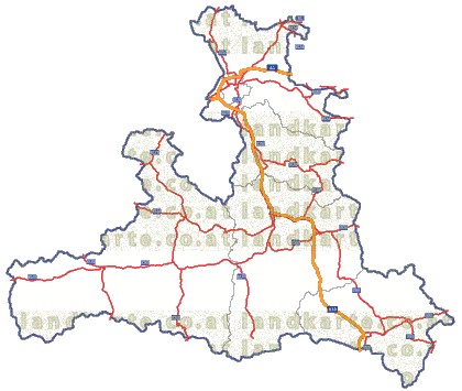Landkarte und Straßenkarte Salzburg Bezirksgrenzen