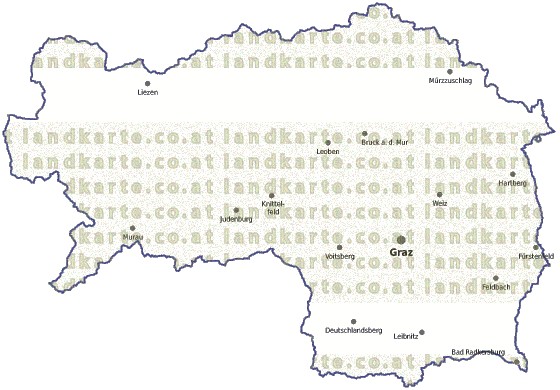Landkarte und Gemeindekarte Steiermark vielen Orten