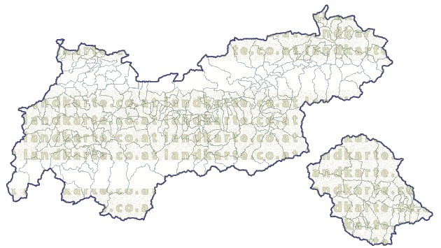 Landkarte und Gemeindekarte Tirol Bezirksgrenzen und Gemeindegrenzen