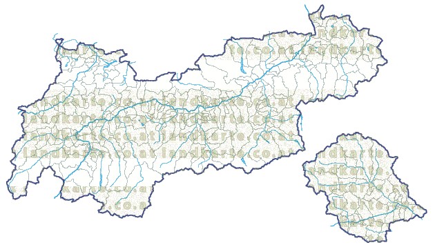 Landkarte und Gemeindekarte Tirol Gemeindegrenzen Flssen und Seen